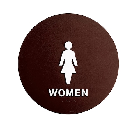 Bcf 12 x 12, Women Door Sign, Circular Print, Picture & Text, Brown SBH12W-BROWN